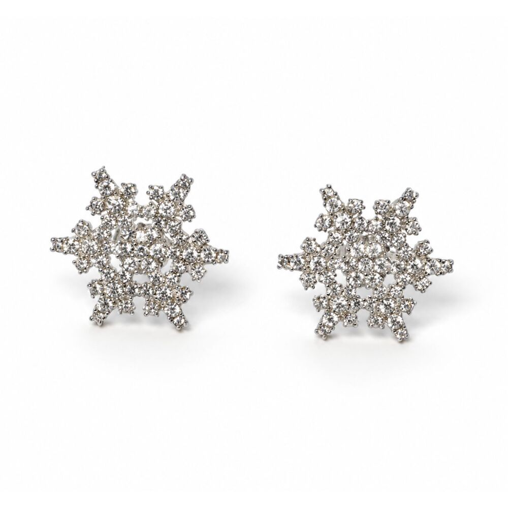 Vintage Sterling Silver 925 Crystal Snowflake Earrings